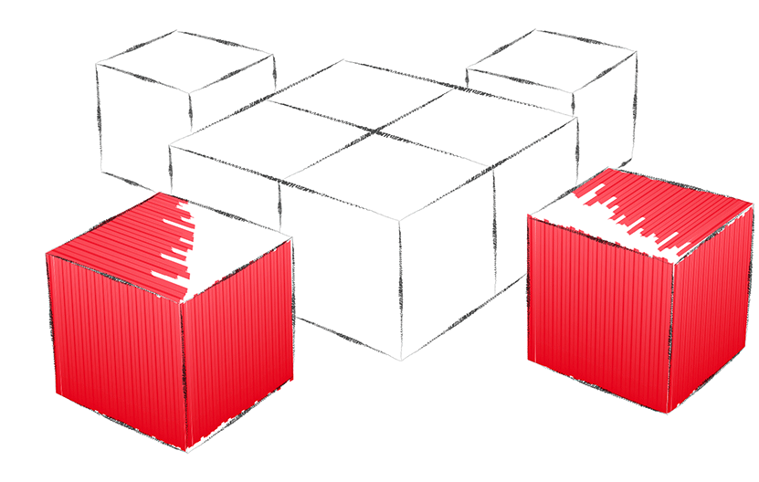Auseinander geklappter Zauberwürfel – Produktionsmanagement bei München, Bayern